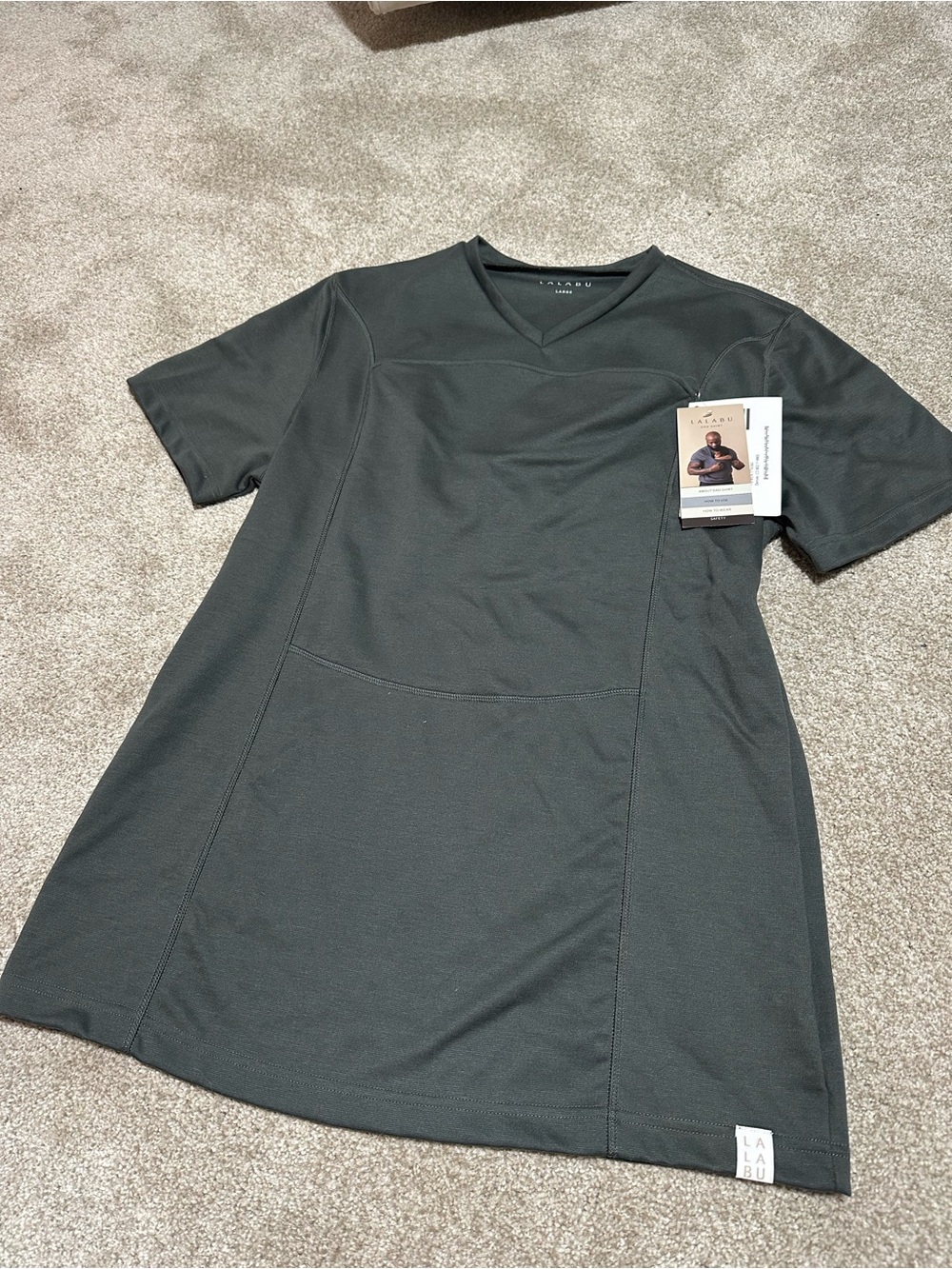 Lalabu Grey V-Neck Tunic dad shirt